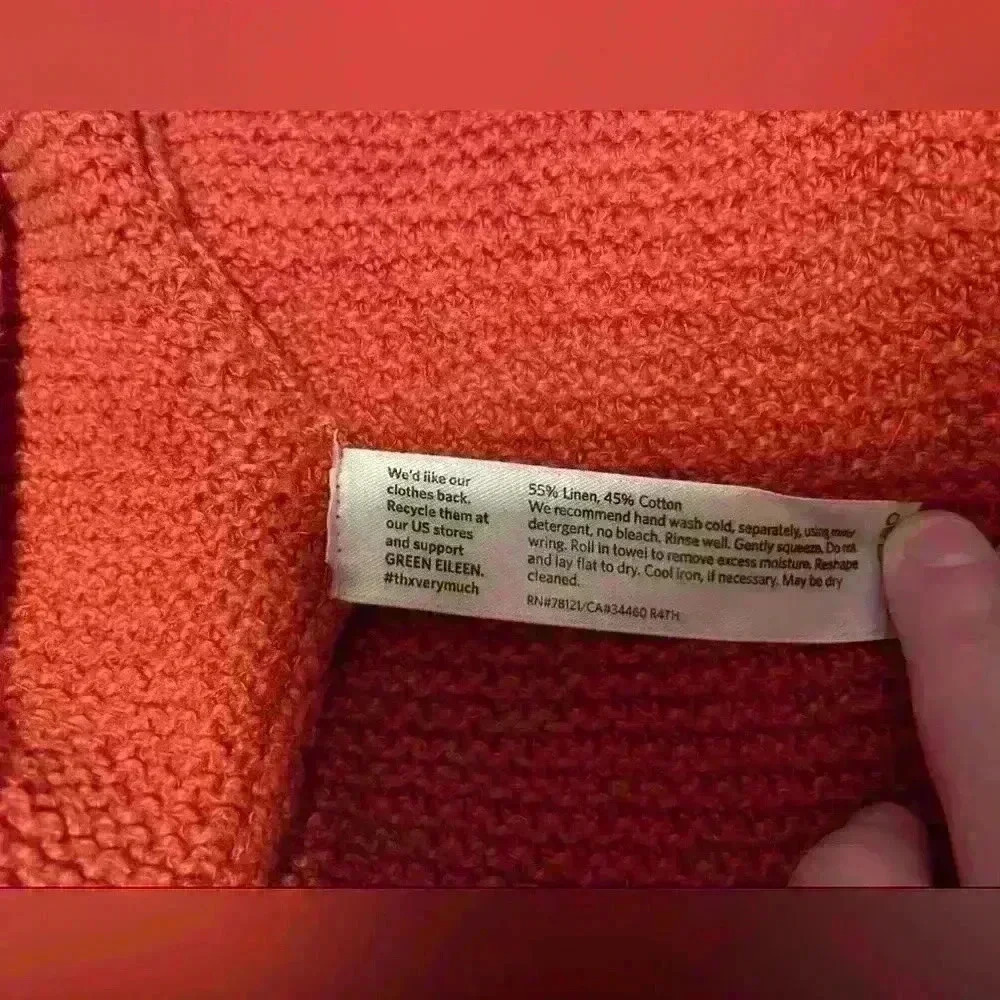 Eileen Fisher Women's Medium Sweater Burnt Orange Chunky Knit Crop NO SIZE TAG - Picture 7 of 8